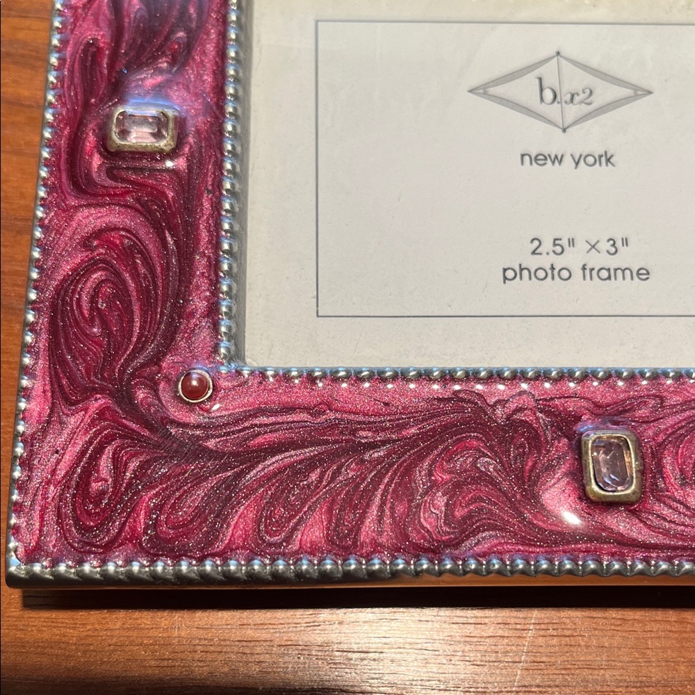 b.x2 New York Pewter, Enamel, & Swarovski Crystal Picture Frame - Picture 6 of 8